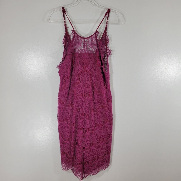 INTIMATELY FREE PEOPLE magenta lace racerback delicate bodycon dress - Picture 8 of 14